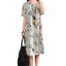 Retro Floral Print Two Pockets Loose Casual Dress For Women