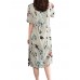 Retro Floral Print Two Pockets Loose Casual Dress For Women