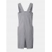 Women Sleeveless Side Pockets Cotton Loose Solid Color Vintage Apron Dress