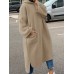 Women Solid Color Thick Sweatshirt Loose Side Pockets Side Fork Calf Length Midi Dresses