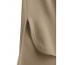 Women Solid Color Thick Sweatshirt Loose Side Pockets Side Fork Calf Length Midi Dresses