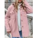 Women Loose Pockerts Buttons Solid Lapel Long Sleeve Casual Coats