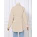 Women Loose Pockerts Buttons Solid Lapel Long Sleeve Casual Coats