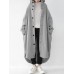 Women Solid Color Button Down Front Pocket Mid-Calf Length Hoodie Jacket