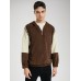 Men Corduroy Patchwork Ethnic Style Contrast Color Casual Hooded Sweatshirt
