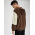 Men Corduroy Patchwork Ethnic Style Contrast Color Casual Hooded Sweatshirt