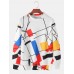 Mens Design Color Block Pullover Drop Shoulder Sweatshirts