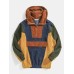 Mens Designer Patchwork Corduroy Half Button Pullover Hoodies