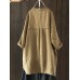 S-5XL Women Long Sleeve Button Down Cotton Asymmetric Vintage Blouse