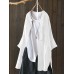 S-5XL Women Long Sleeve Button Down Cotton Asymmetric Vintage Blouse
