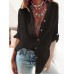 Women Simple Solid Color Long Sleeve Button Casual Shirt