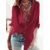 Women Simple Solid Color Long Sleeve Button Casual Shirt